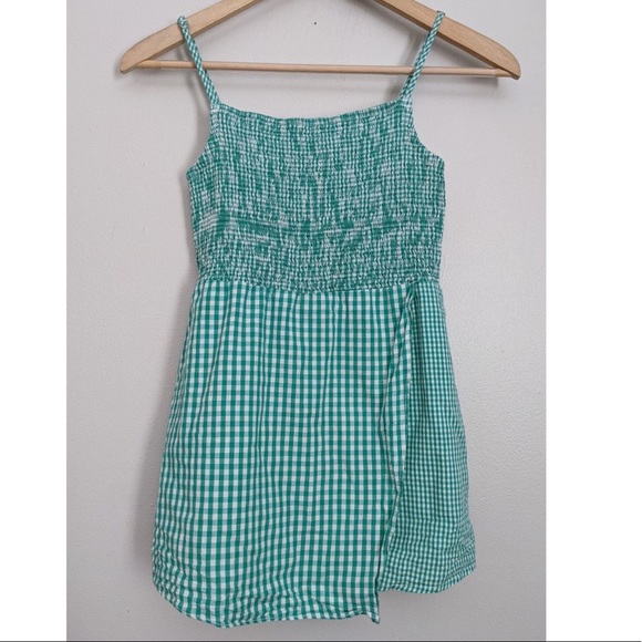 Urban Outfitters Green Checkered Skort Romper with Smocked Top - Picture 9 of 11